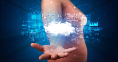 Bulut sistem hologram ekranı tutan