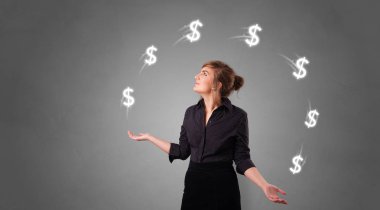 Kişi hokkabazlık dolar simgesiyle