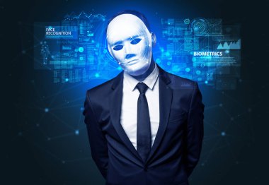 Genç adam yüz tanıma kavramı