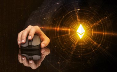 Cryptocurrency kavramı ile fare kullanarak ele