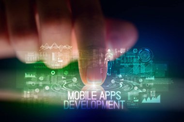 Web teknolojisi simgeleriyle tablete dokunmak