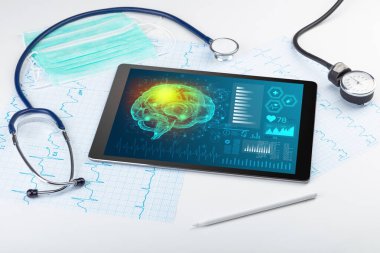 Tablet beyin işlevselliği konsepti ile tanılama