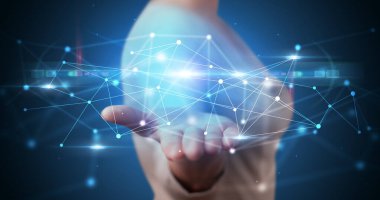 Web hologramın tutan kişi