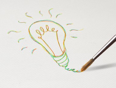 Kalem kağıt üzerine çizim ampul