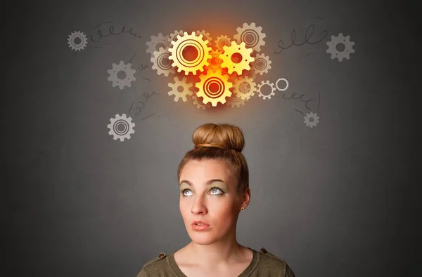 Menina com conceito de brainstorming — Fotografia de Stock