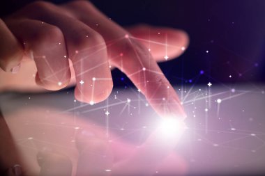 Tablet ağ kavramı ile dokunmadan parmak
