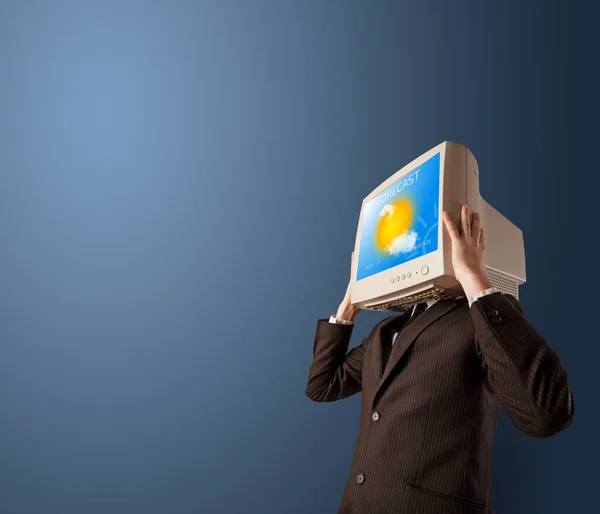 Joven con monitor en la cabeza — Foto de Stock