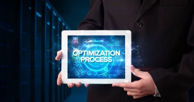 Tablet tutan kişi, iş konsepti