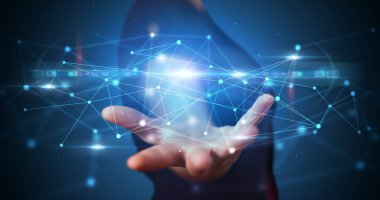 Web hologramın tutan kişi