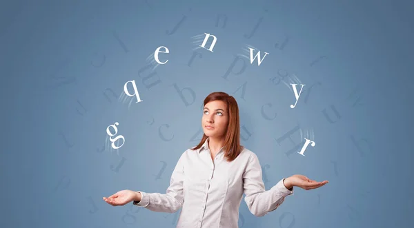 Person juggle with letters — Stock Photo, Image