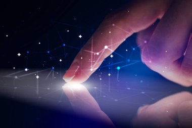 Tablet ağ kavramı ile dokunmadan parmak