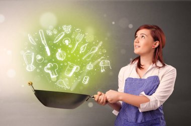 Yeşil doodle sebze ile pişirmek