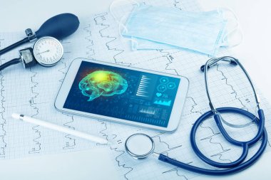 Tablet beyin işlevselliği konsepti ile tanılama