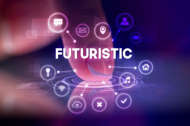 Web teknolojisi simgeleriyle tablete dokunmak