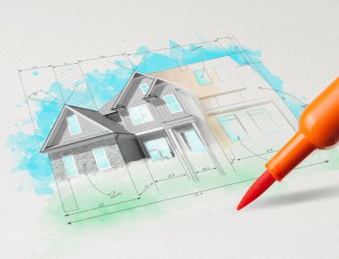 Kalem çizim ev planı kavramı