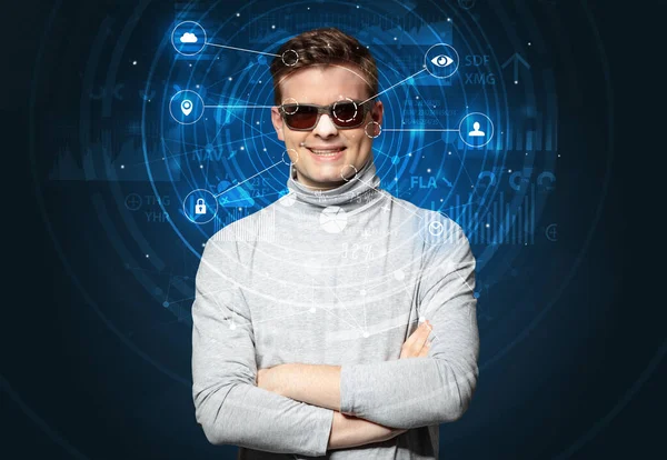 Facial recognition biometric technology — Stock Photo, Image