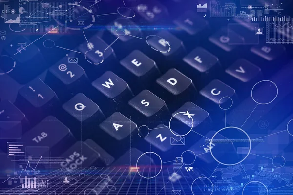 Close-up-Tastatur mit Link und Kommunikationskonzept — Stockfoto