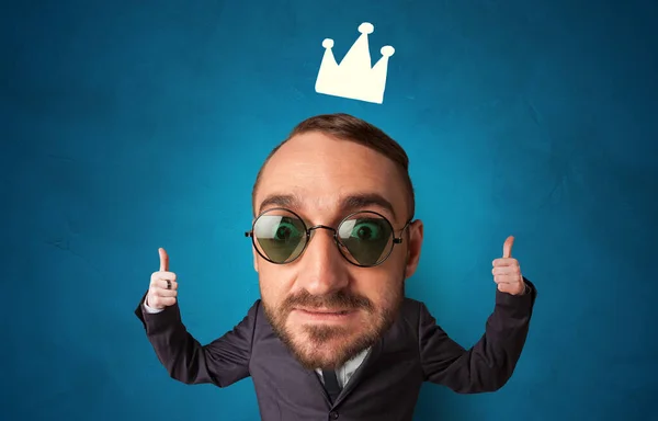 Big head on small body with crown — Stock Photo, Image