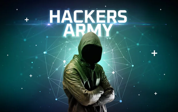 Mysterieuze hacker, online aanval concept — Stockfoto