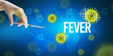 Doktorlar ellerinde şırınga olan beyaz bir eldiven veriyorlar.