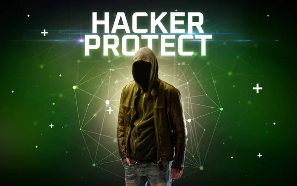 Mysterious hacker, online attack concept — Stock Photo, Image