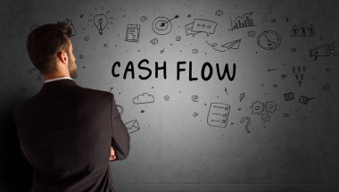 İş adamı yaratıcı bir fikir çiziyor.