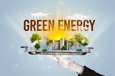 Garson eko şehir manzarası sunuyor