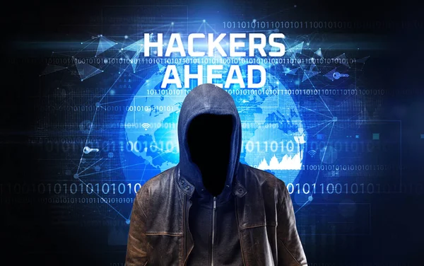 Bezimienny haker w pracy, koncepcja bezpieczeństwa — Zdjęcie stockowe