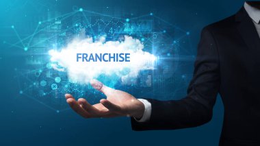 Motivasyon mesajı taşıyan iş adamının eli