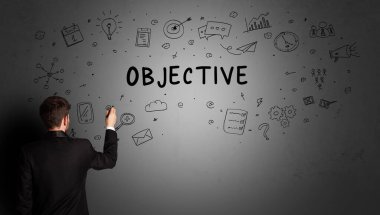 İş adamı yaratıcı bir fikir çiziyor.