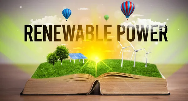 Open book, renewable energy concept