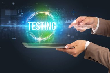 Dokunmatik ekran yakın plan, yeni teknoloji konsepti