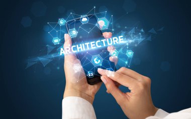 Teknoloji kavramına sahip akıllı telefon kullanımı