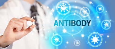 Doktor ilaç veriyor, virüs konsepti