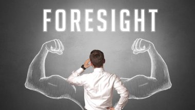 Bir iş adamının arka görünüşü, güçlü bir iş konsepti