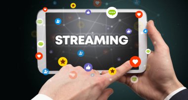 Dokunmatik ekran, sosyal medya konseptine yakın çekim