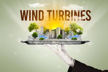 Garson eko şehir manzarası sunuyor