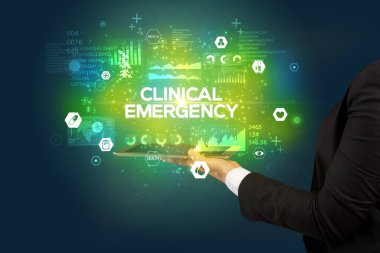 Tıbbi yazıyla dokunmatik ekranın yakın plan görüntüsü