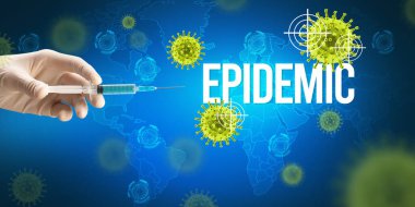 Doktorlar ellerinde şırınga olan beyaz bir eldiven veriyorlar.