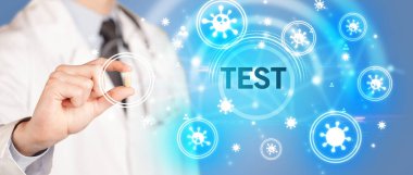 Doktor ilaç veriyor, virüs konsepti