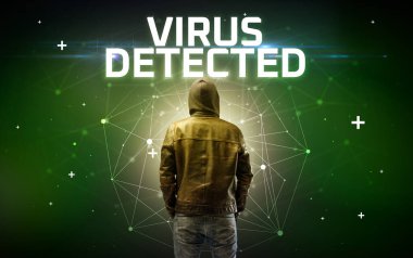Gizemli hacker, online saldırı konsepti