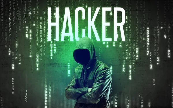 Hacker sans visage avec inscription — Photo