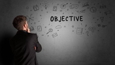 İş adamı yaratıcı bir fikir çiziyor.