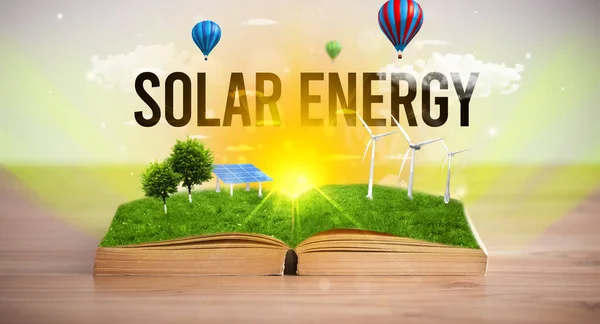 Open book, renewable energy concept