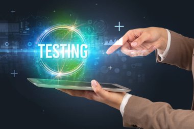 Dokunmatik ekran yakın plan, yeni teknoloji konsepti