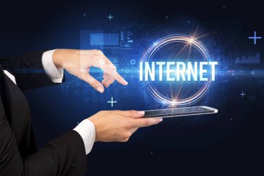 Dokunmatik ekran yakın plan, yeni teknoloji konsepti