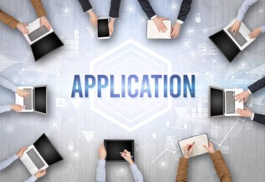 Ofiste Çalışan Meşgul İnsanlar Grubu, teknoloji konsepti