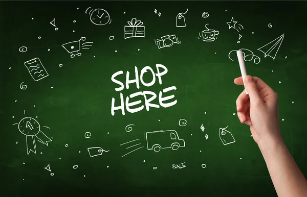 Handtekening online winkelen concept — Stockfoto