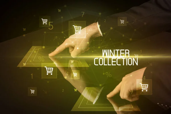 Online-Einkaufskonzept mit Warenkorb-Symbolen — Stockfoto
