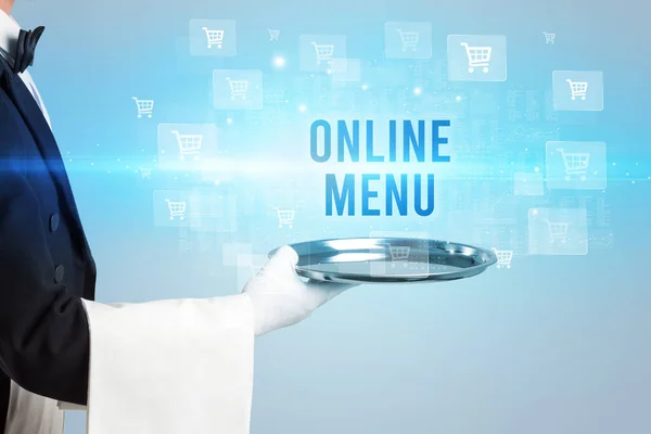 Cameriere che serve concetto di shopping online — Foto Stock